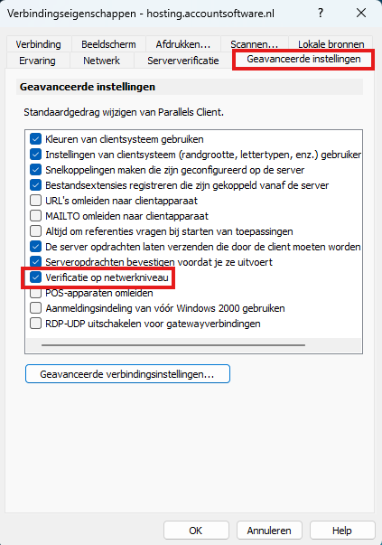 2. Network level authenticatie inschakelen